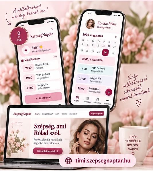 Ingyenes SzépségNaptár online időpontfoglaló, digitális naptár és miniweboldal szépségipari vállalkozóknak